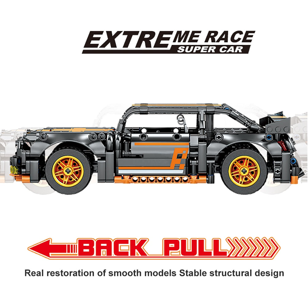 SEMBO Sports Ford Mustang Technical Cars Speed Champion Pull Back Car Model MOC Building Blocks Toys For Kids Christmas Gifts