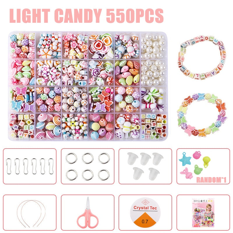 DIY Handmade Beaded Children&#39;s Toys Creative Loose Spacer Beads Making Bracelet Necklace 24 Grid Girl Jewelry Set Girl Toy Gift