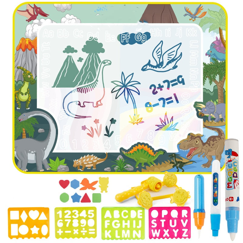 Coolplay Magic Water Drawing Mat Coloring Doodle Mat with Magic Pens Montessori Toys Painting Board Educational Toys for Kids