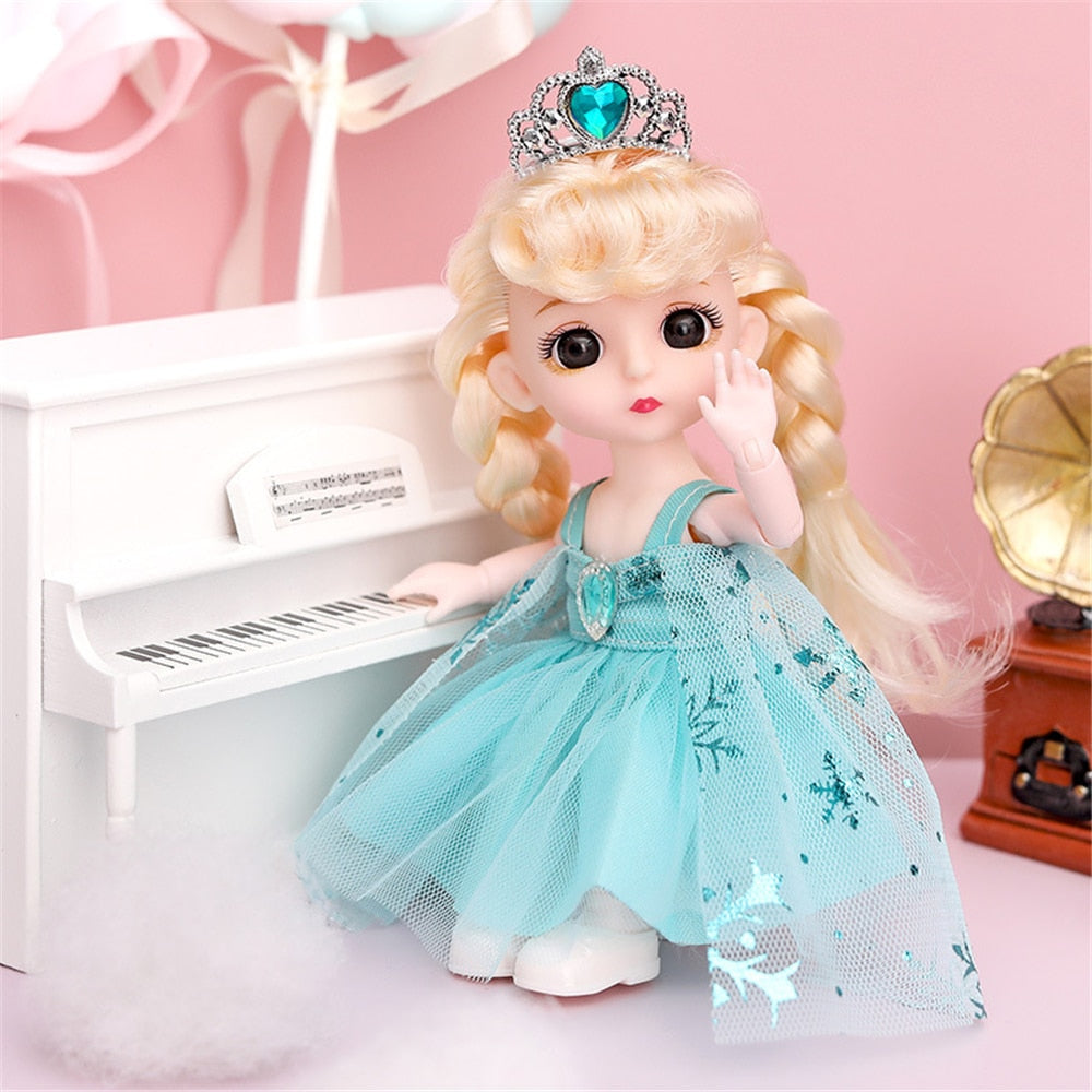 16cm Princess BJD 1/12 Doll with Clothes and Shoes Movable 13 Joints Cute Sweet Face Girl Gift Child Toys
