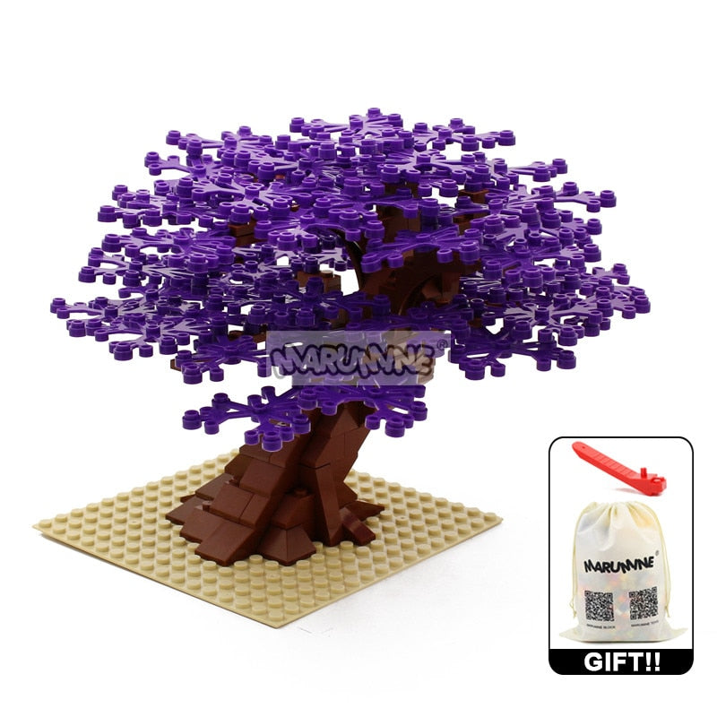 Marumine MOC Bricks Tree Set 205PCS with Plate Model Building Kit Blocks Plant Accessories Grass Parts Decoration Scene Toys