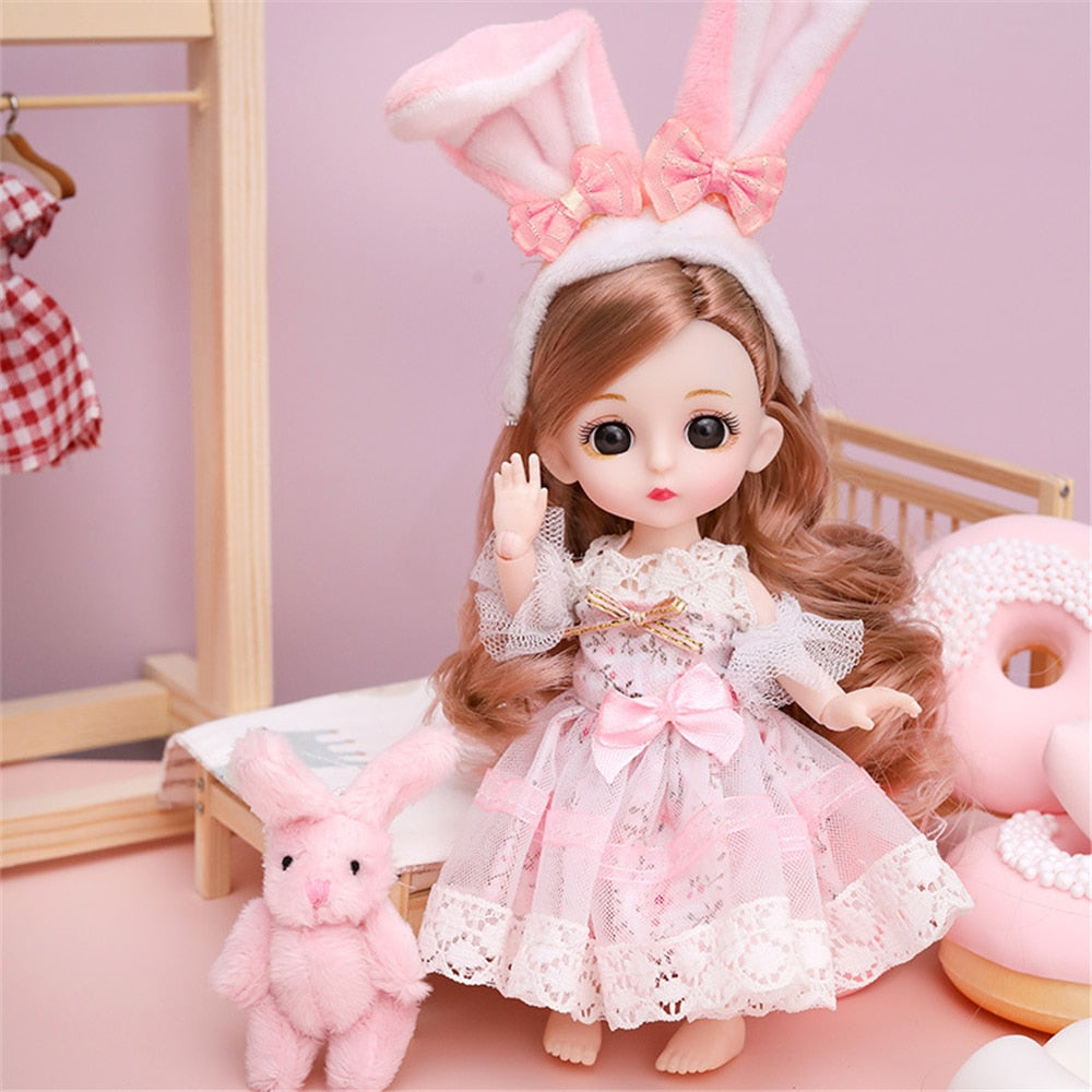 16cm Princess BJD 1/12 Doll with Clothes and Shoes Movable 13 Joints Cute Sweet Face Girl Gift Child Toys