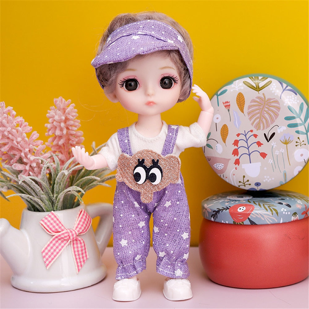 16cm Princess BJD 1/12 Doll with Clothes and Shoes Movable 13 Joints Cute Sweet Face Girl Gift Child Toys