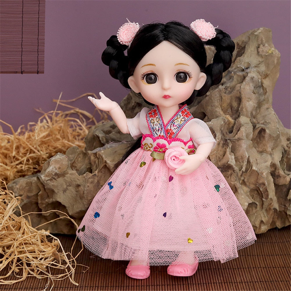 16cm Princess BJD 1/12 Doll with Clothes and Shoes Movable 13 Joints Cute Sweet Face Girl Gift Child Toys