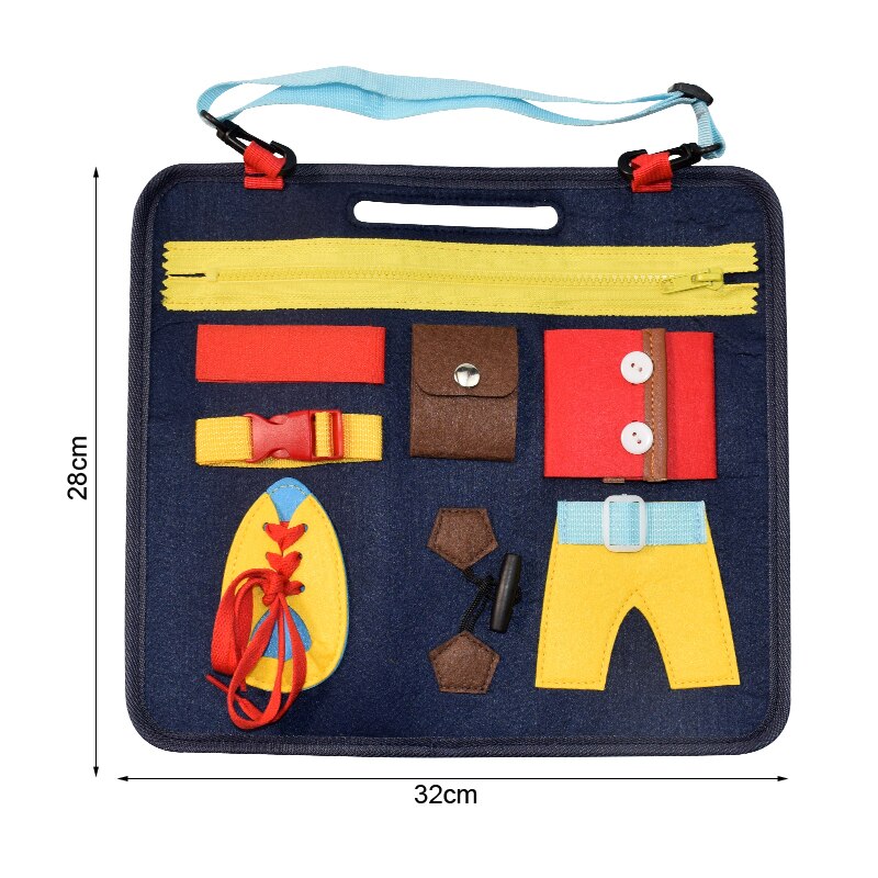 Kids Busy Board Buckle Montessori Toys Baby Zip Button Lace Up Training Tool Toy Toddlers Educational Sensory Development Game