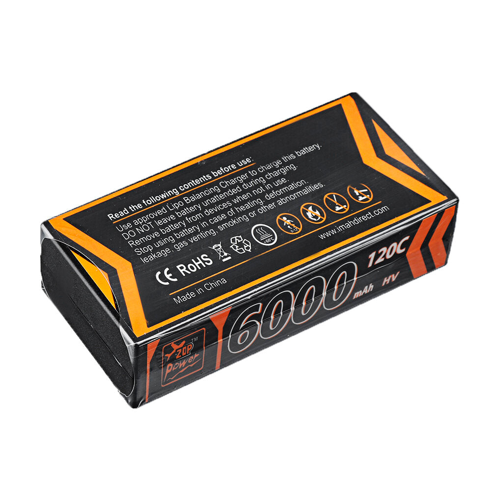ZOP Power 7.6V 6000mAh 120C 2S Lipo Battery T Deans Plug Hard Case for  RC Car