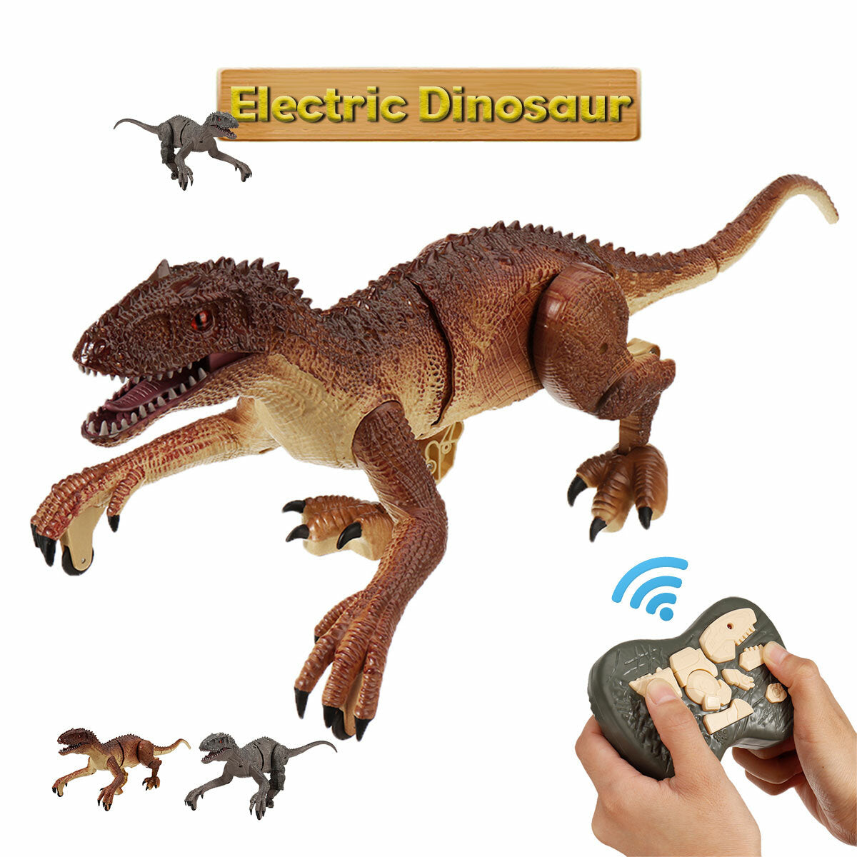 Simulation Tyrannosaurus Rex RC Raptors Electric Walking Simulation Animal Remote Control Jurassic Dinobot Model with Sound and Lights Toy for Kids Gift